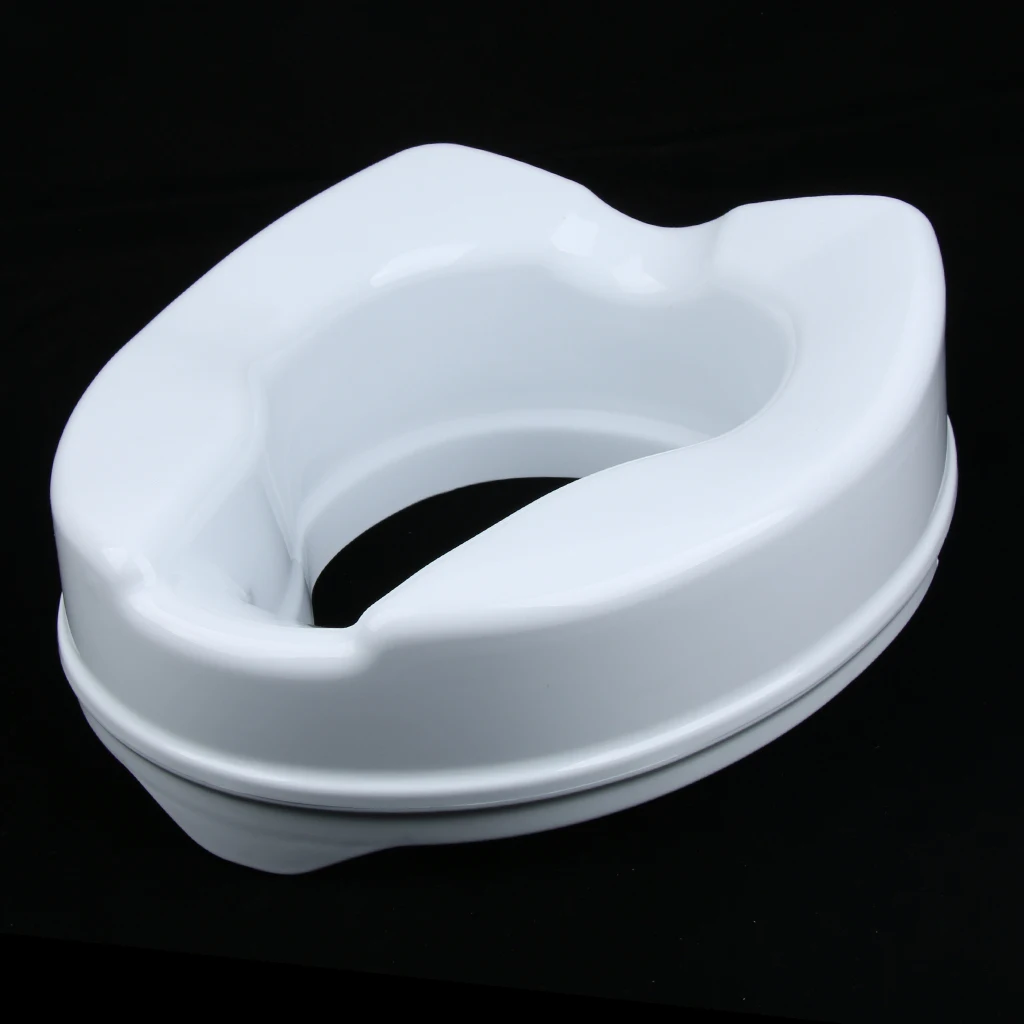 Toilet Seat Riser Raised Safety Chair Elongated Lifter Extender -  4 Inch White - Not Including Cover