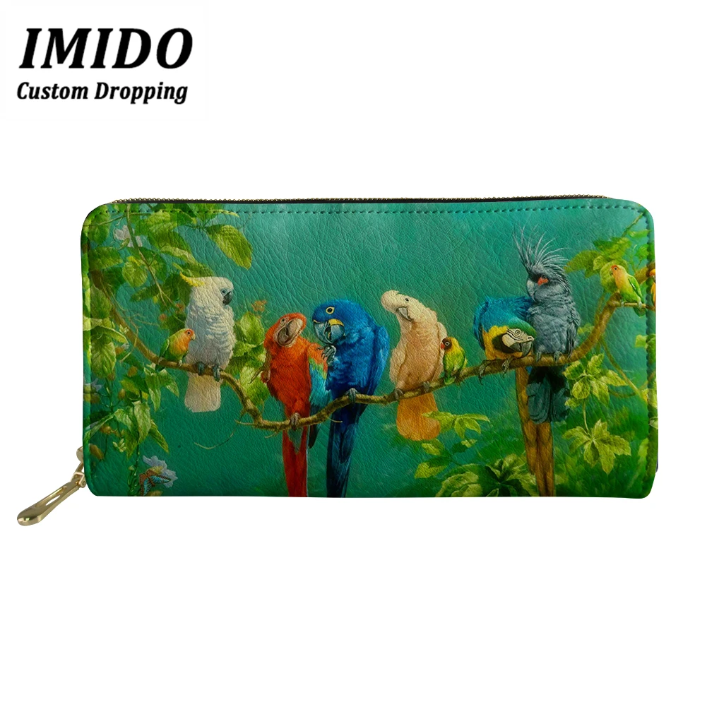 IMIDOO, Ретро кошелек, картина маслом, рисунок попугая, многофункциональные кошельки на молнии, женский кошелек, сумка, кошелек для мобильного телефона, новинка - Цвет: WLL5242