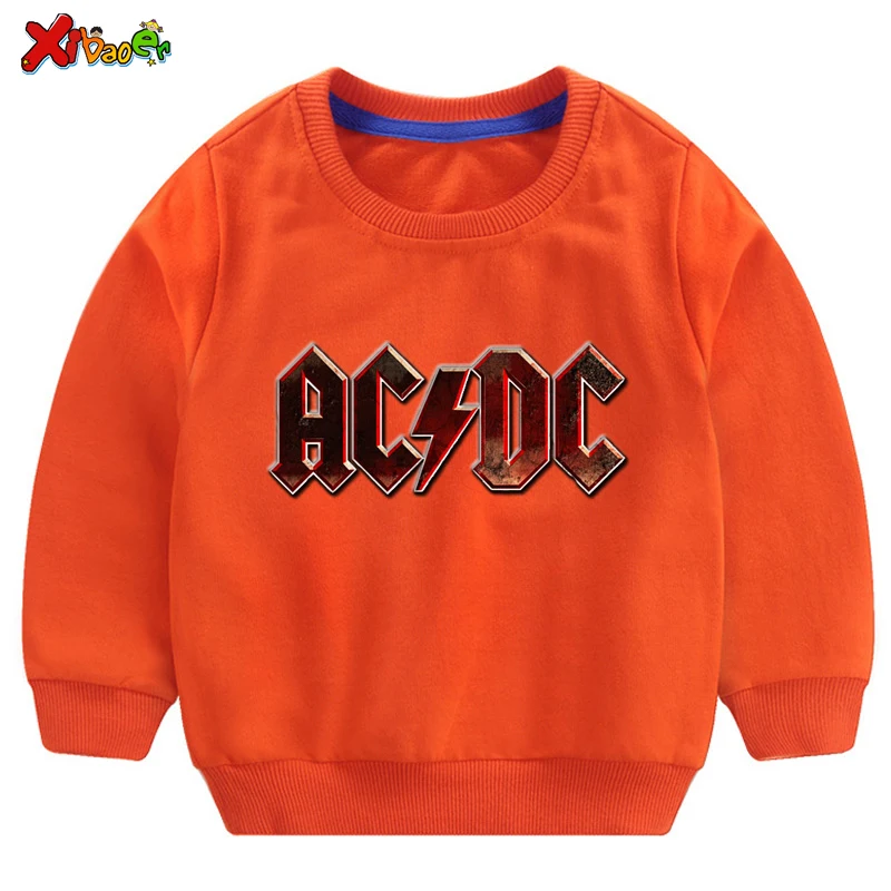 Детские толстовки ACDC мальчиков; модный свитер; белый Хлопковый пуловер для девочек; Новинка; пуловер; футболка; Осенняя толстовка с длинными рукавами для малышей