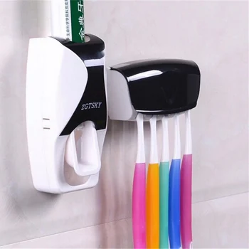 

Fashion Automatic Toothpaste Dispenser Toothbrush Holder Bathroom products Wall Mount Rack Bath set Toothpaste Squeezers