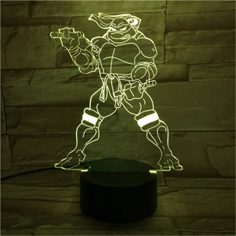 Мультфильм 3D ночник Черепашки-ниндзя лампа 7 цветов акрил USB Touch lamparas освещение детские рождественские игрушки 420