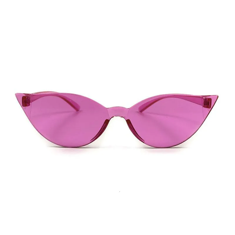 New Pink One Piece Cat Eye Lens Sunglasses Woman Transparent Plastic Glasses Style Sun Female Clear Candy Color Lady | Аксессуары для