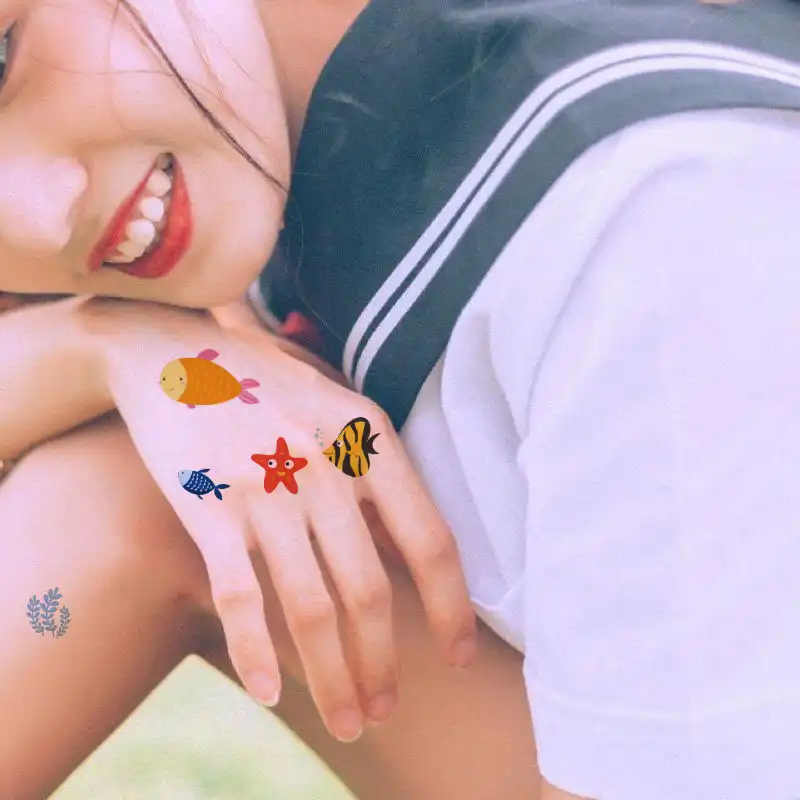 Sea Animal Tattoo Fake Cute Anime Kids Girl Boy Hand Arm Body Temporary Tattoo Sticker Small Ocean Whale Dolphin Fish Design New Temporary Tattoos Aliexpress