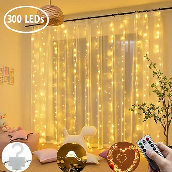 

3M USB LED Curtain String Lights Flash Fairy Garland Remote Control For Christmas Tree New Year Outdoor Wedding Party Home decor