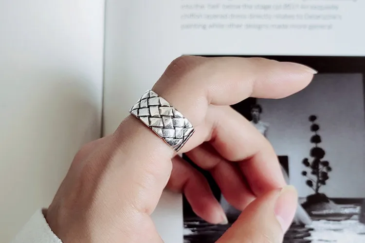 DreamySky Bijoux простой стиль 925 пробы серебряные геометрические кольца для женщин подарки большие Регулируемые кольца на палец