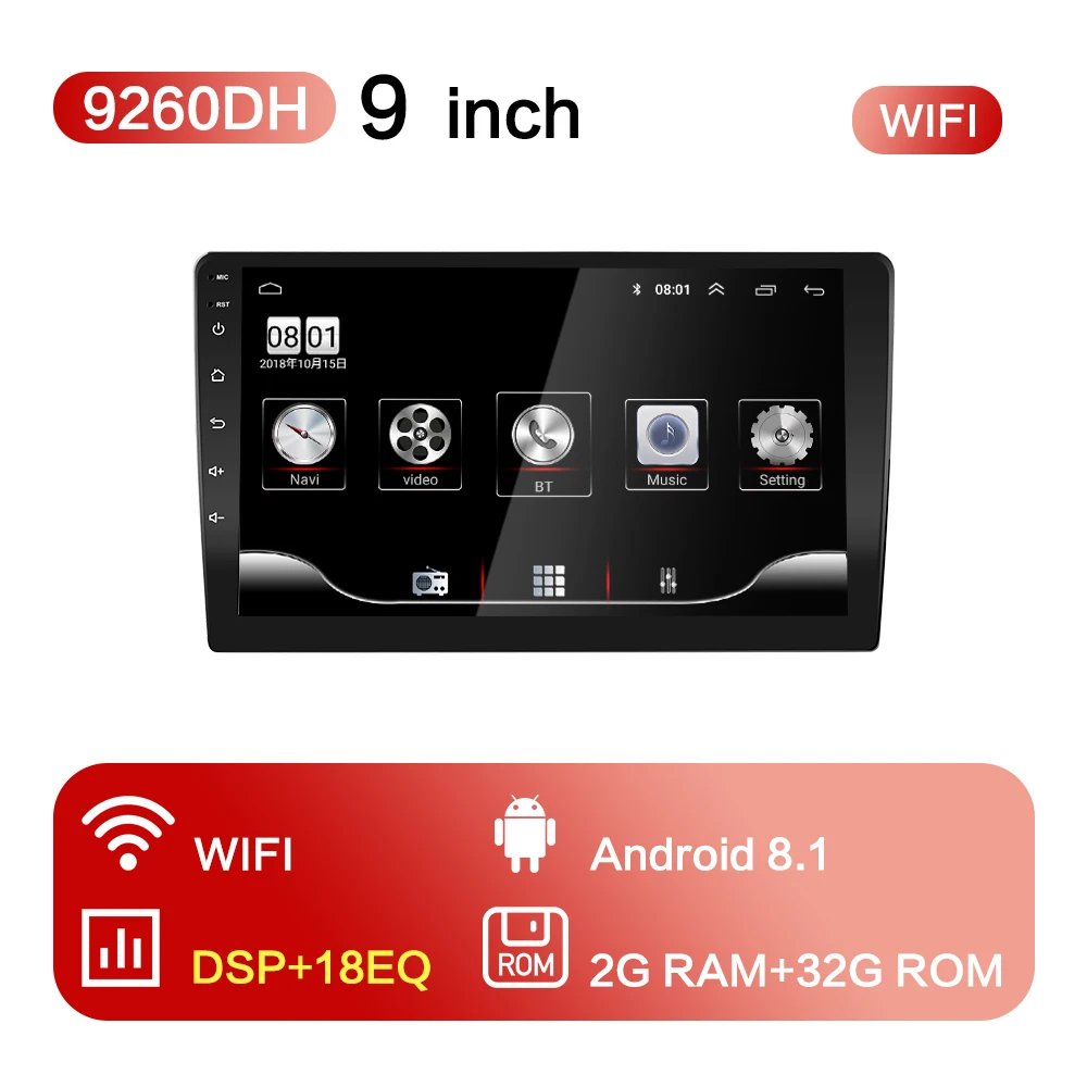 Универсальный 9/10. 1 дюймов 2G ram Android 8,1 Автомобильный мультимедийный авто радио 2Din Авторадио Gps центральный Fm для Suzuki Renault Nissan - Цвет: RAM 2G 9inch