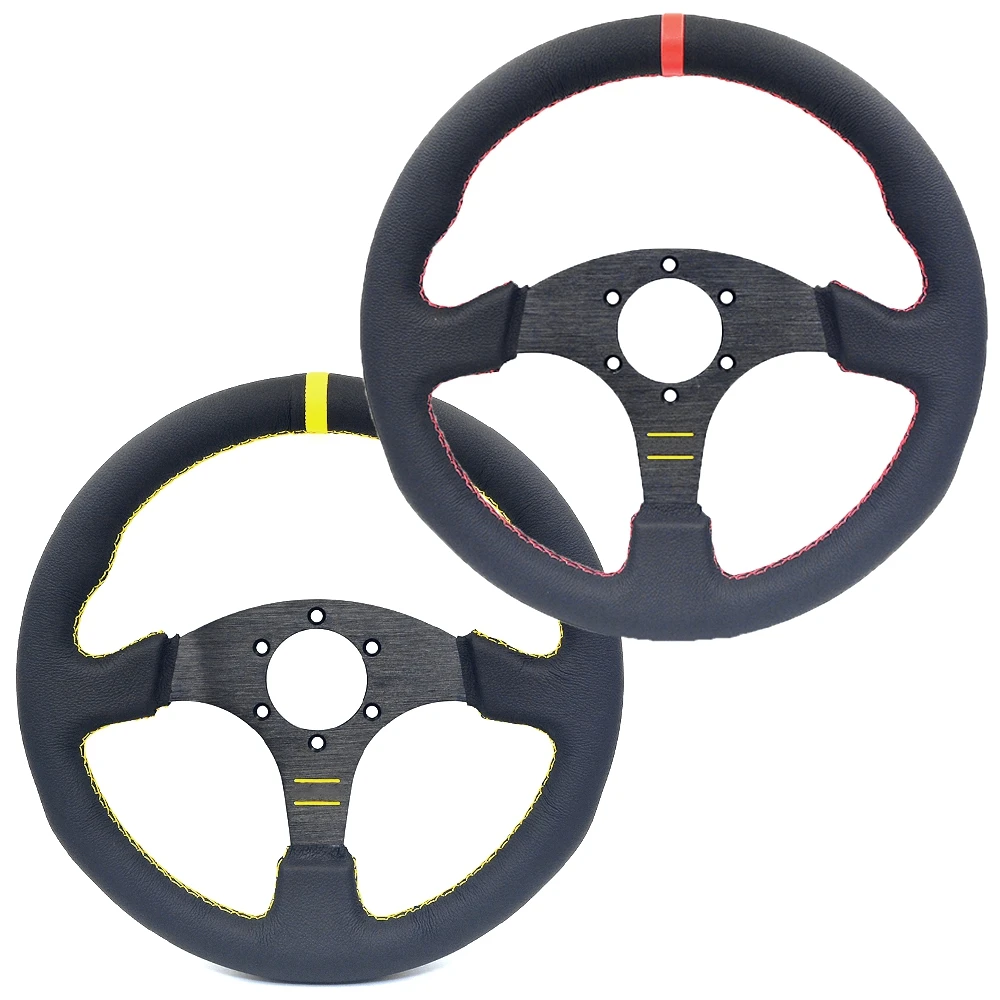 Universal 330mm 13'' 13inch Flat Red/Yellow Leather Car Race Racing Sport Game Simulator PC Gaming Steering Wheel | Автомобили и