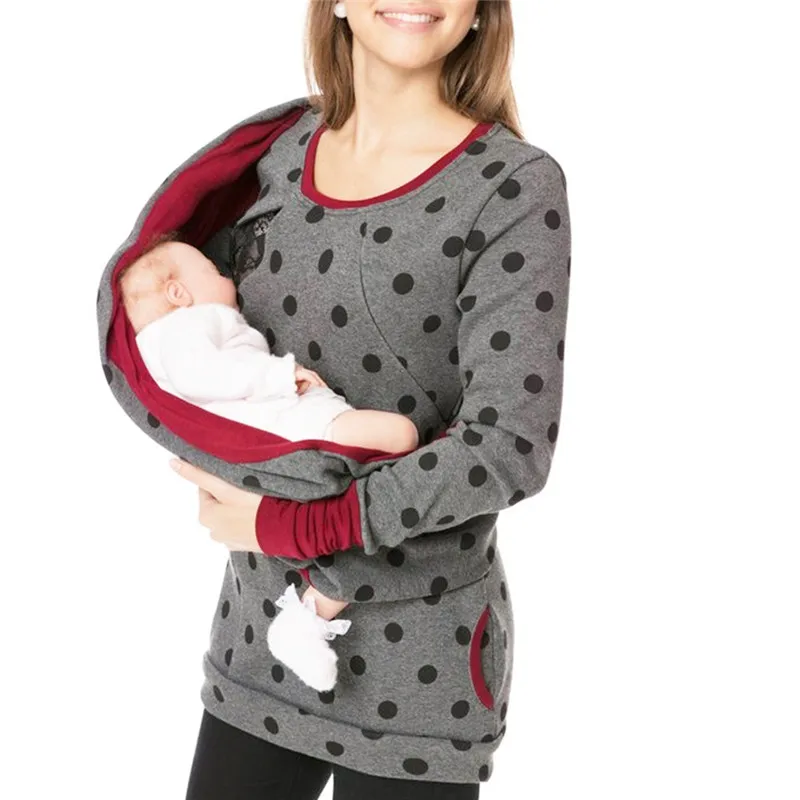 Breastfeeding T-shirt Autumn Winter Breast Feeding Tops Tees Maternity Nursing Clothes Pregnant Women Premama Wear Clothing