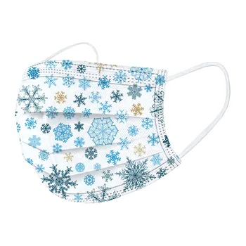 

10/20/30pc Adult's Disposable Facemask Snowflake Printed Mask Non-woven Protective Face Masks Breathable Ear Hook Mascarillas