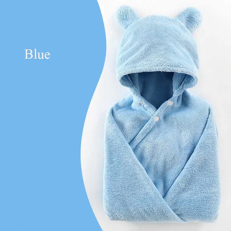 blue Детское банное полотенце с рисунком медведя; банный халат для маленьких мальчиков и девочек; весеннее банное полотенце с капюшоном с изображением животных; детское полотенце с рисунком; детское одеяло - Цвет: blue