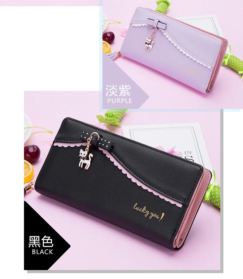 Ladies Wallet Cute Pendant Cat Zipper Wallets Tassel Ladies Long Wallet Leather Purse Women Ladies Card Bag For Women Clutch Wallets Aliexpress