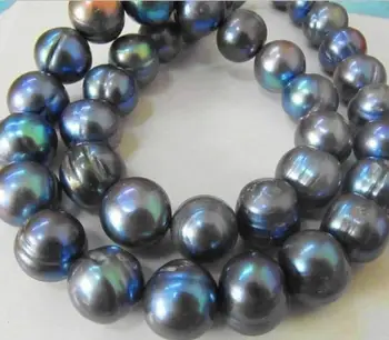 

Fashion jewelry Free Shipping 18" AAA 10-11MM NATURAL SOUTH SEA BLACK BAROQUE PEARL NECKLACE 14K Clasp