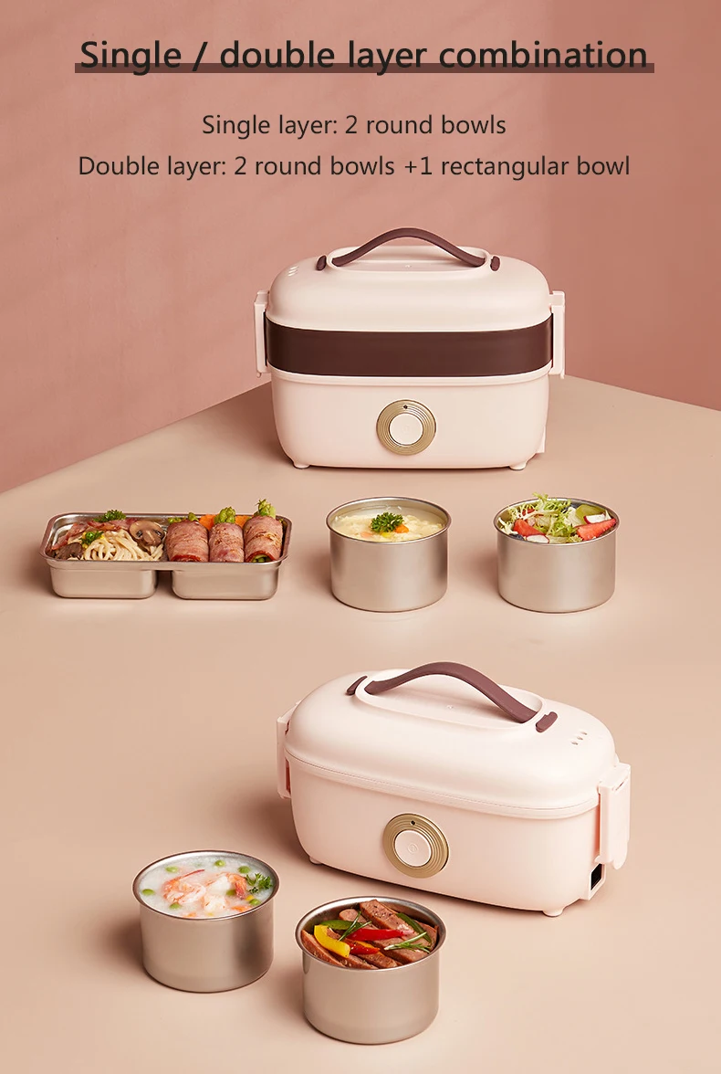 Description Picture 3 of itemFast Heating Food Steamer Egg Boiler Electric Rice cooker Insulation Portable Lunch Box 2 layer stainless steel Food Container