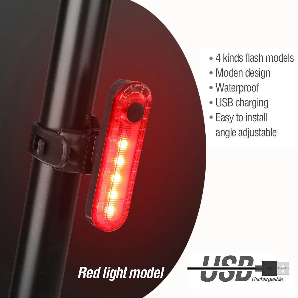 Bike Taillight Usb Chargeable Mountain Bike Headlight Cycling Light Tail-lamp Bicycle Light Waterproof Riding Rear Light2019