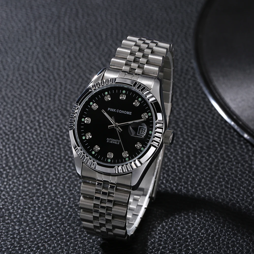 BUREI Orologi da uomo alla moda, in acciaio inox, analogico