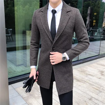 

Manufacturers selling autumn winter coat male long cloth coat man han edition male woolen cloth cloth coat coat