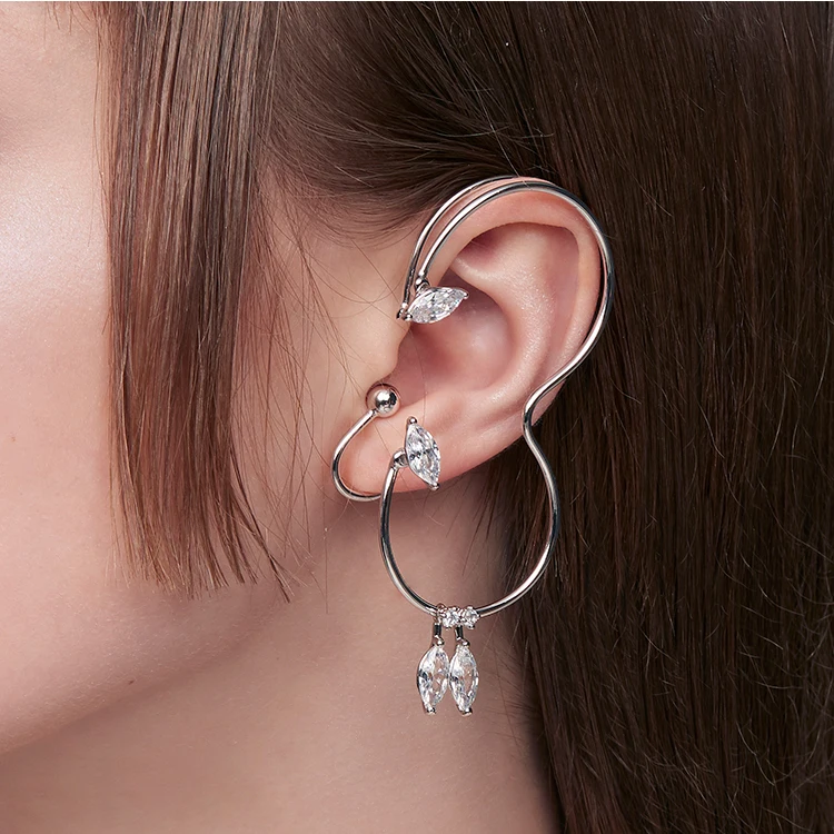 

Personality Irregular Cubic Zirconia Micro Pave Clip Earrings for Women All Match Fashion Party Jewelry Accessories Gifts CEL137