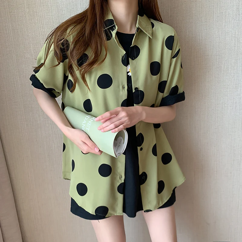2020 Summer Plus Size White Blouse Shirt Fashion Womens Tops Korean Blouses Female Shirt Polka Dot Office  Work OL Women Blusas