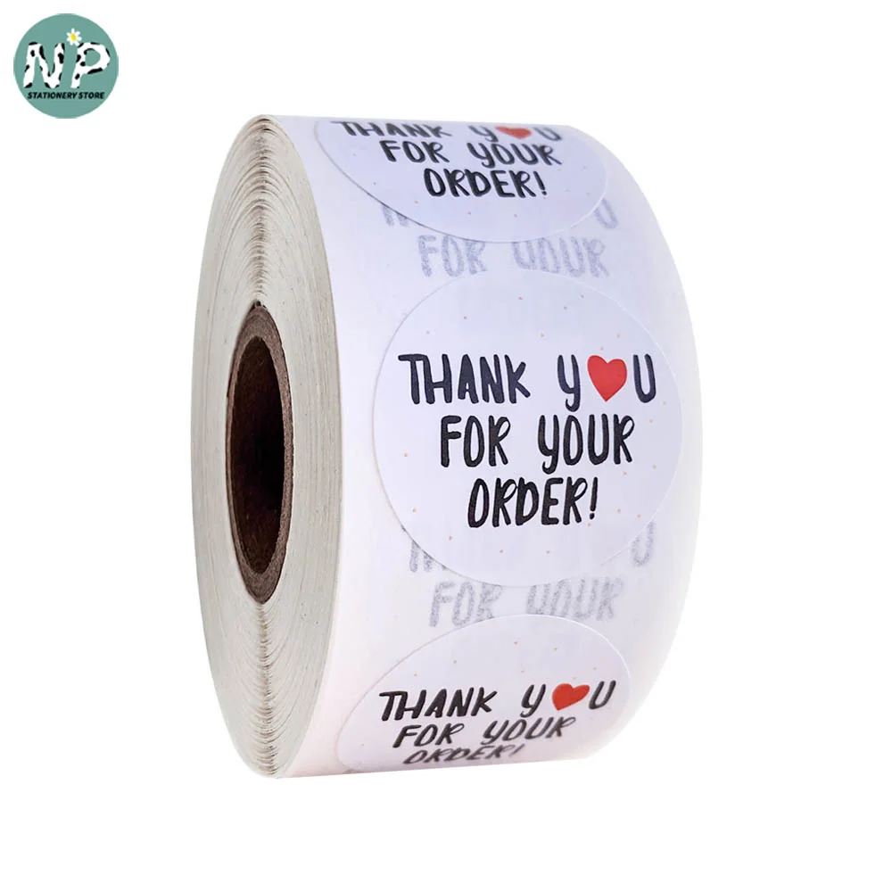 

500Pcs Thank you for Your Order Round Sticker 1Inch/2.5cmThanks for Shopping Small Shop Local Handmade Stickers White Stickers