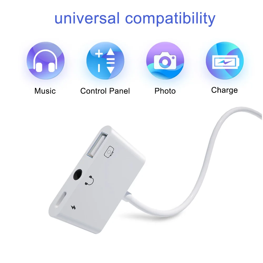 Новейший адаптер для чтения 3 в 1 Lightning USB с разъемом наушников 5 мм и зарядным
