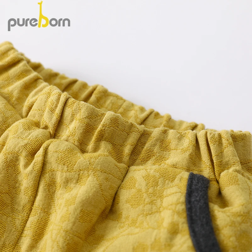 Pureborn/штаны для малышей; хлопковые утепленные жаккардовые брюки с рисунком; Штаны для маленьких мальчиков и девочек; весенне-осенняя одежда