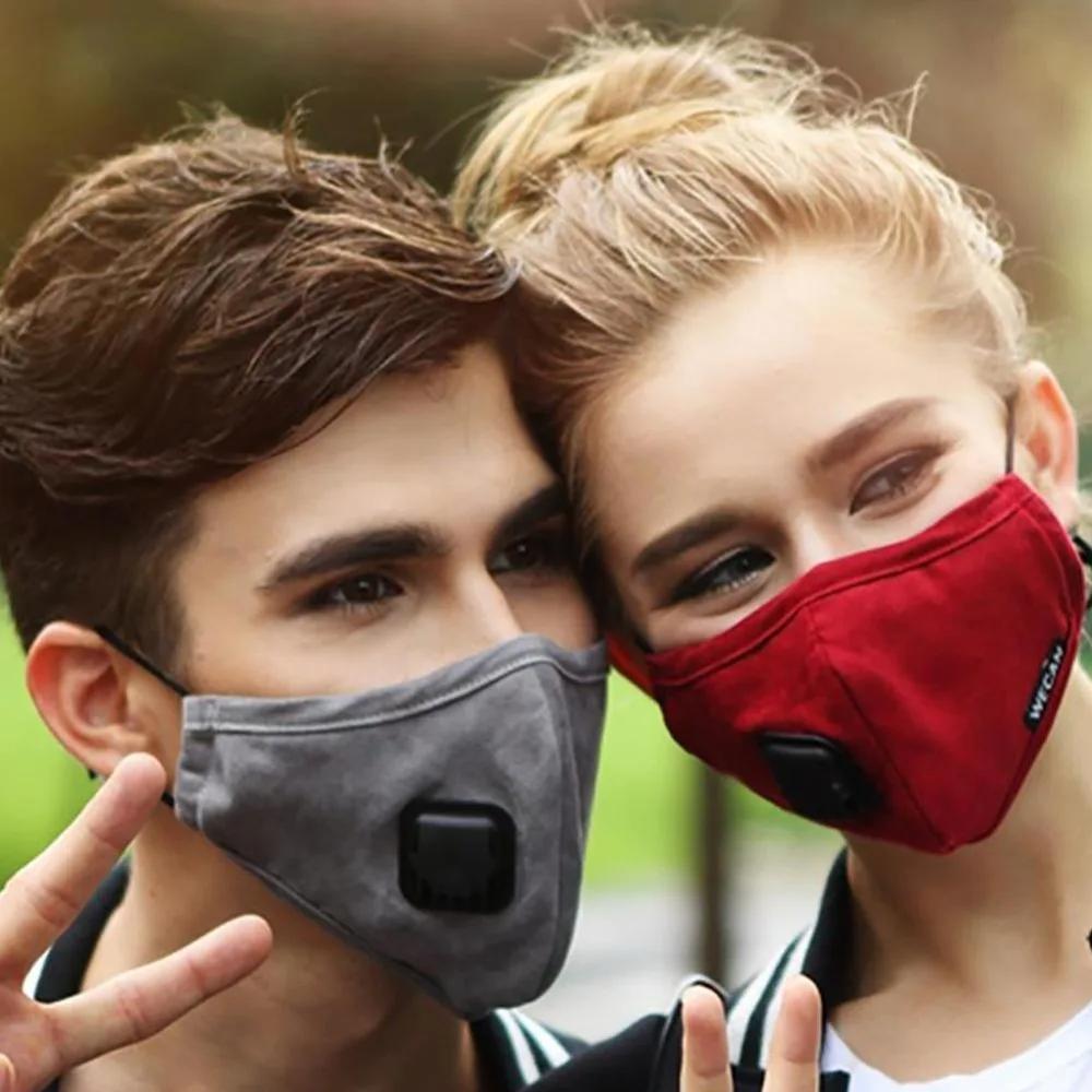 PM2.5 анти хлопок Дымчатая Маска дыхательный клапан Анти-пыль рот маска Активированный уголь респиратор рот Муфельная маска лицо