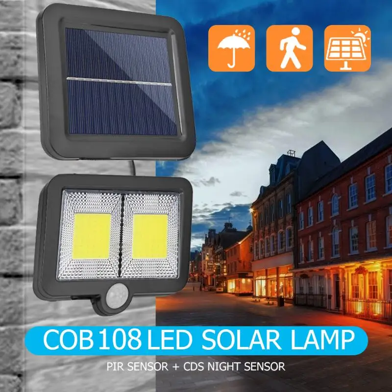 

COB 108LED Outdoor Courtyard Wall Lamp Solar Energy Powered Human Induction Sensor Waterproof Infrared Sensor Lights