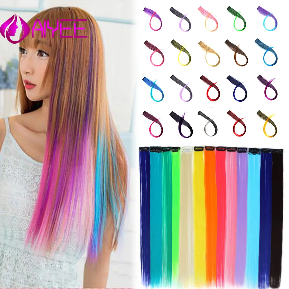 

AIYEE 22 92Color with Hair Extension Clip in Hair Heat-resistant Composite Clip Single Piece Fake Hair Extension Hair
