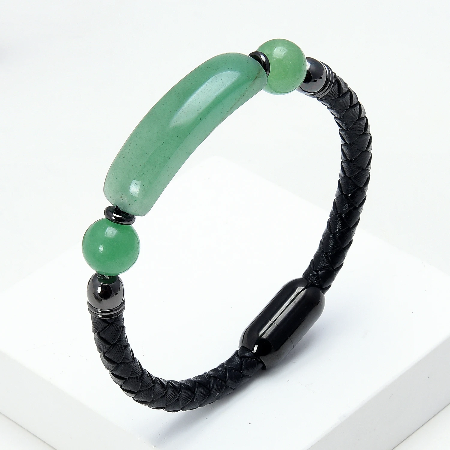 9 Style Natural Stone Bracelet Classic Leather Rope Chain Stainless Steel Buckle