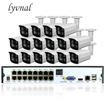 

LYVNAL H.265/264 5MP POE IP Camera 16CH POE NVR Kit plug and play Surveillance poe kit 16ch nvr 4k 1080p 5mp poe system