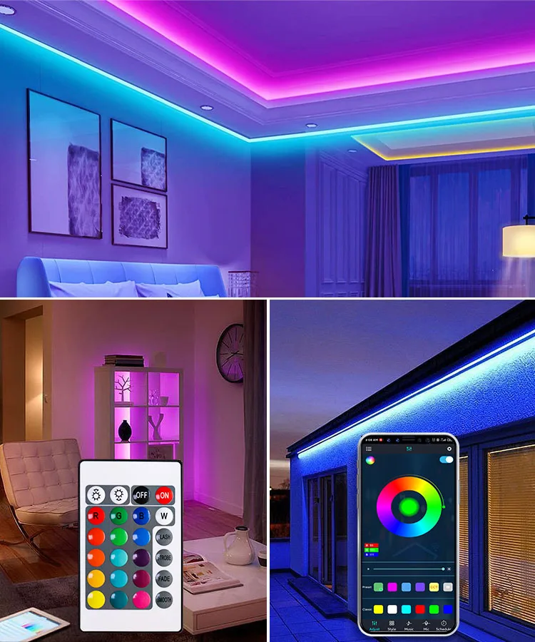 WIFI LED Strip Lights Bluetooth RGB Led light 5050 SMD Flexible 20M 15M  DC WIFI 24K/44K Control+Adapter