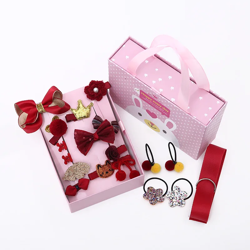 18 шт./компл. Детские Симпатичные Заколки для волос Головные уборы банты для девочек зажим для волос головной убор принцессы из мультфильма для девочек; эластичная повязка на голову, повязка на голову в подарок