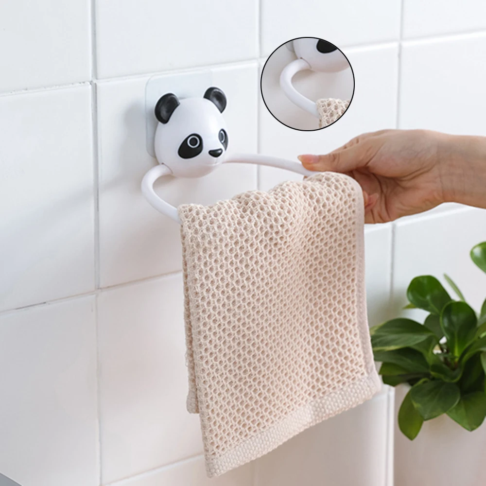 Panda Animals Cartoon Towel Hanging Ring Towel Rack Hanger Towel Holder Storage Rack for Bathroom Accessories