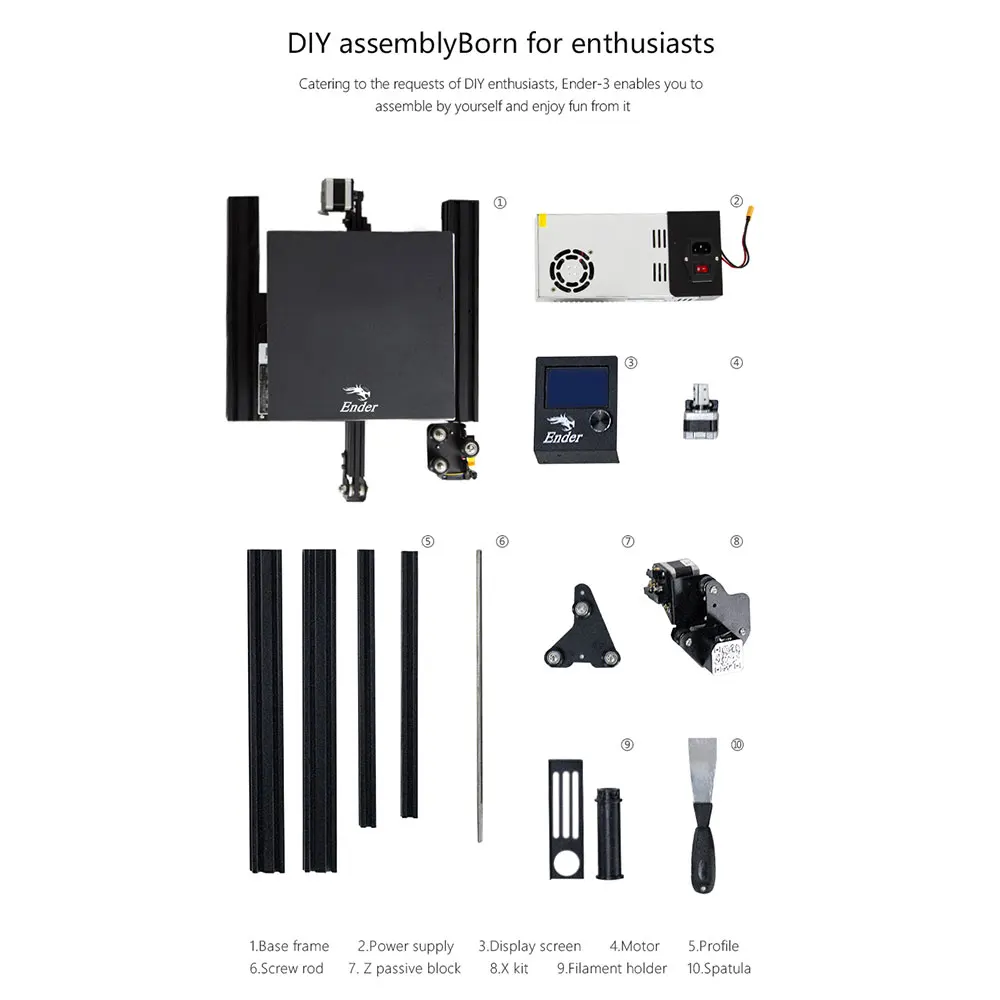 Creality Ender 3 3d принтер, алюминиевый, сделай сам, с печатью, 220x220x250 мм, высокоточный, DIY, бытовой принтер