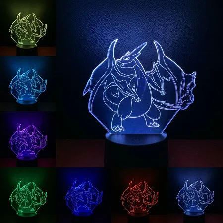 A VCity Pokemon 3D ночник Fennekin Rowlet Entei мультяшный светильник прекрасные подарки для Детские вееры домашняя спальня атмосферное освещение Декор - Испускаемый цвет: A