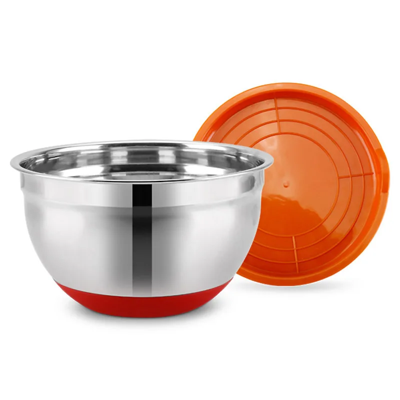 Stainless Steel Bowl with Sealing Cover without Magnetic Thickening Silicone Bottom Salad Pot Baking Egg Kitchen Utensils H99F | Дом и сад