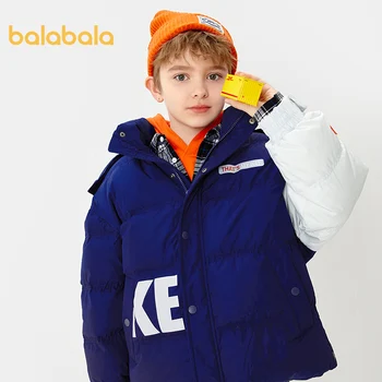 

Balabala Boys down jacket 2020 winter new children jacket warm cotton jacket letter printing down jacket