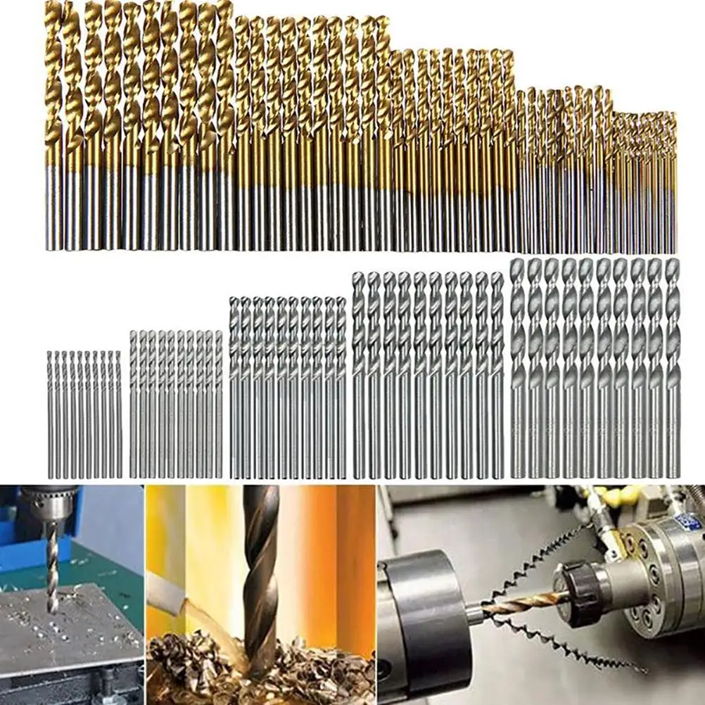 

100 Pieces Twist Drill Bits Set Full-Ground High-Speed Steel Tiny Drill Bits for Drilling