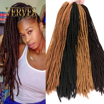 VERVES Soft Dreadlocks Synthetic Crochet Hair 12 strands/pcs Black Brown Crochet Braiding Hair For Women And Men 20'' Hair Piece 1