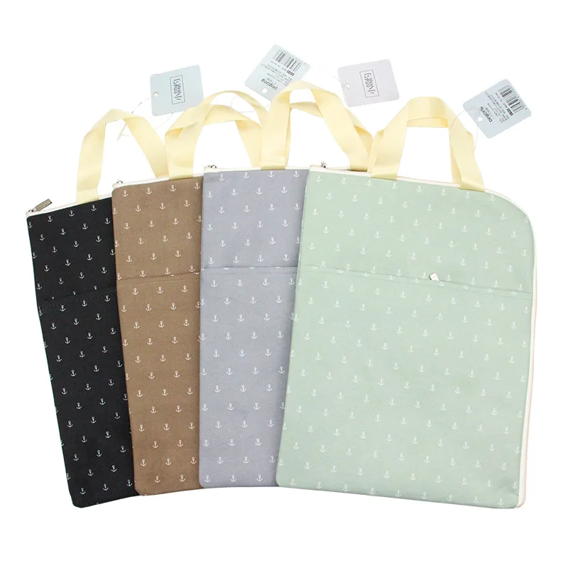 

P498 Hand File Holder Zipper Canvas Makeup Missed Lessons Test Paper File Bag A4 Briefcase Students South Korea Hipster Bag