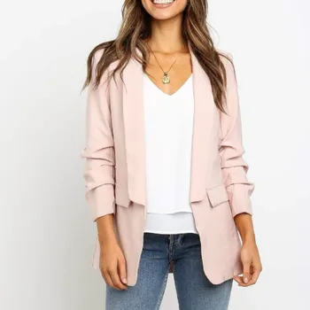 

Women Long Sleeve Solid Coat Ladies Work Jacket Autumn Casual thin Coats for Women