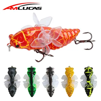 

Water surface wave climbing fly tying bionic bait plastic hard bait tractor rotating pencil Mino fishing gear