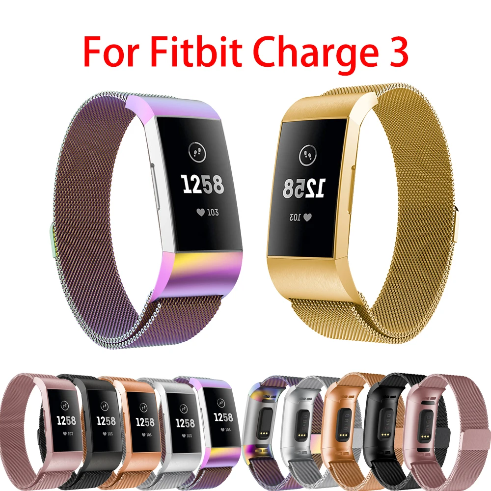 

Fitbit Charge 3 Band Metal Strap Screwless Stainlessn Magnetic Bracelet Strap For Fitbit Charge3 Wristbands Replacement band