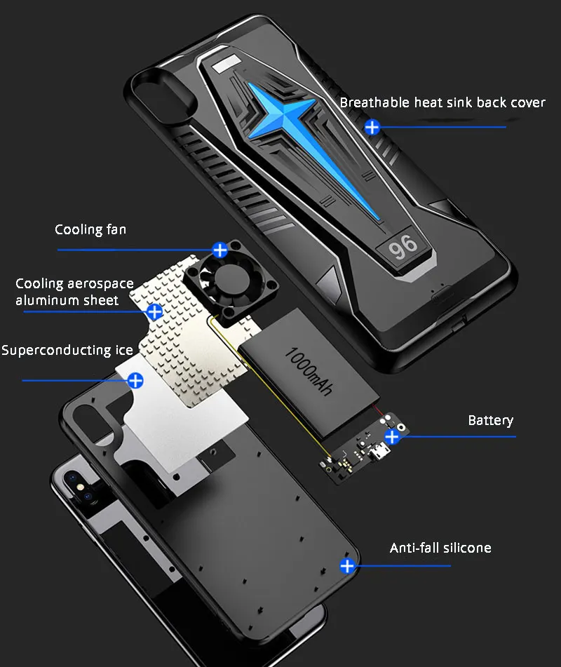  Mobile Phone Cooler PUBG Controller Anti-fall Protective Case Gamepad iPhone XR X/XS XS Max Game Ph