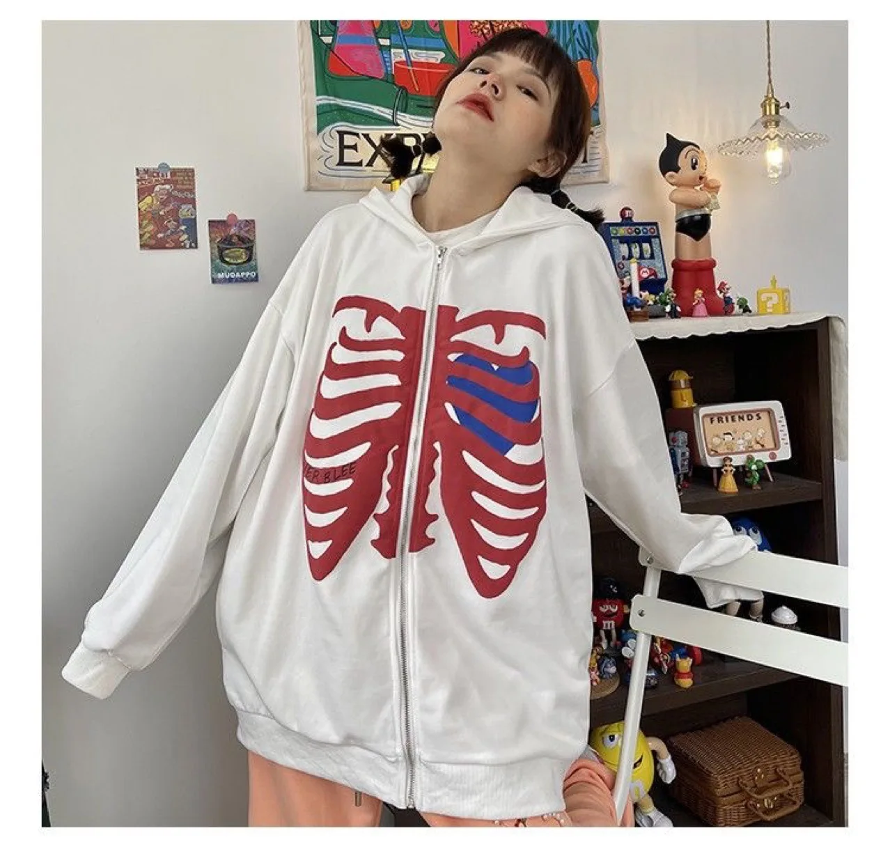 Zip-up Y2k Harajuku Oversized Skeleton Hoodie Goth Hoodies Female Women  Grunge Hooded With Zipper Hood Skull Sweatshirt Women - Hoodies u0026  Sweatshirts - AliExpress