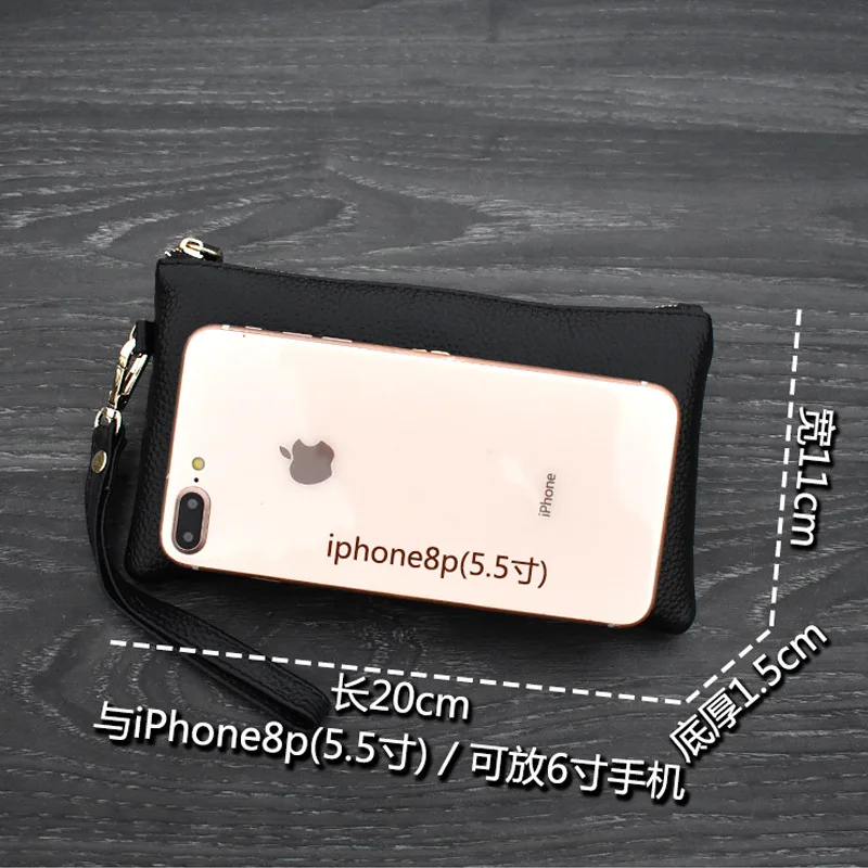 

2019 New Style Full-grain Leather Clutch Bag Women's Occident Fashion Hot Selling Genuine Leather Big Screen Mobile Phone Bag Wo