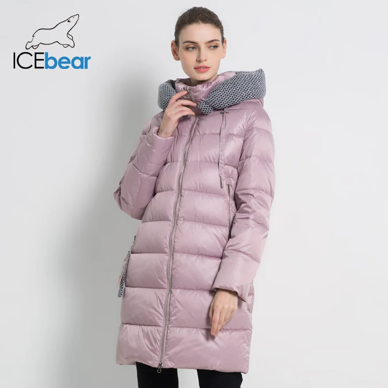 Cheap ICEbear 2019 New Women Winter Jacket Coat Slim Winter Quilted Coat Long Style Hood Slim Parkas Thicken Outerwear GWD19600I