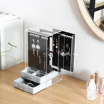 

Transparent Rotary Cosmetic Storage Box Makeup Organizer Bedroom Container Storage Rack