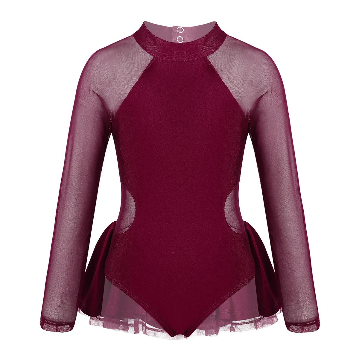 Детская Одежда для танцев с длинными рукавами из прозрачного тюля открытой