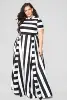 Oversized Women Maxi Short Sleeves Floor Length Casual Dress Plus Size Ladies Summer Stripes Party Tall Beauty Vestido 1